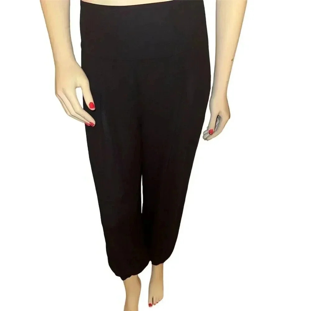 Victoria's Secret XS matte black Satin pleat front harem Pants with elastic hem